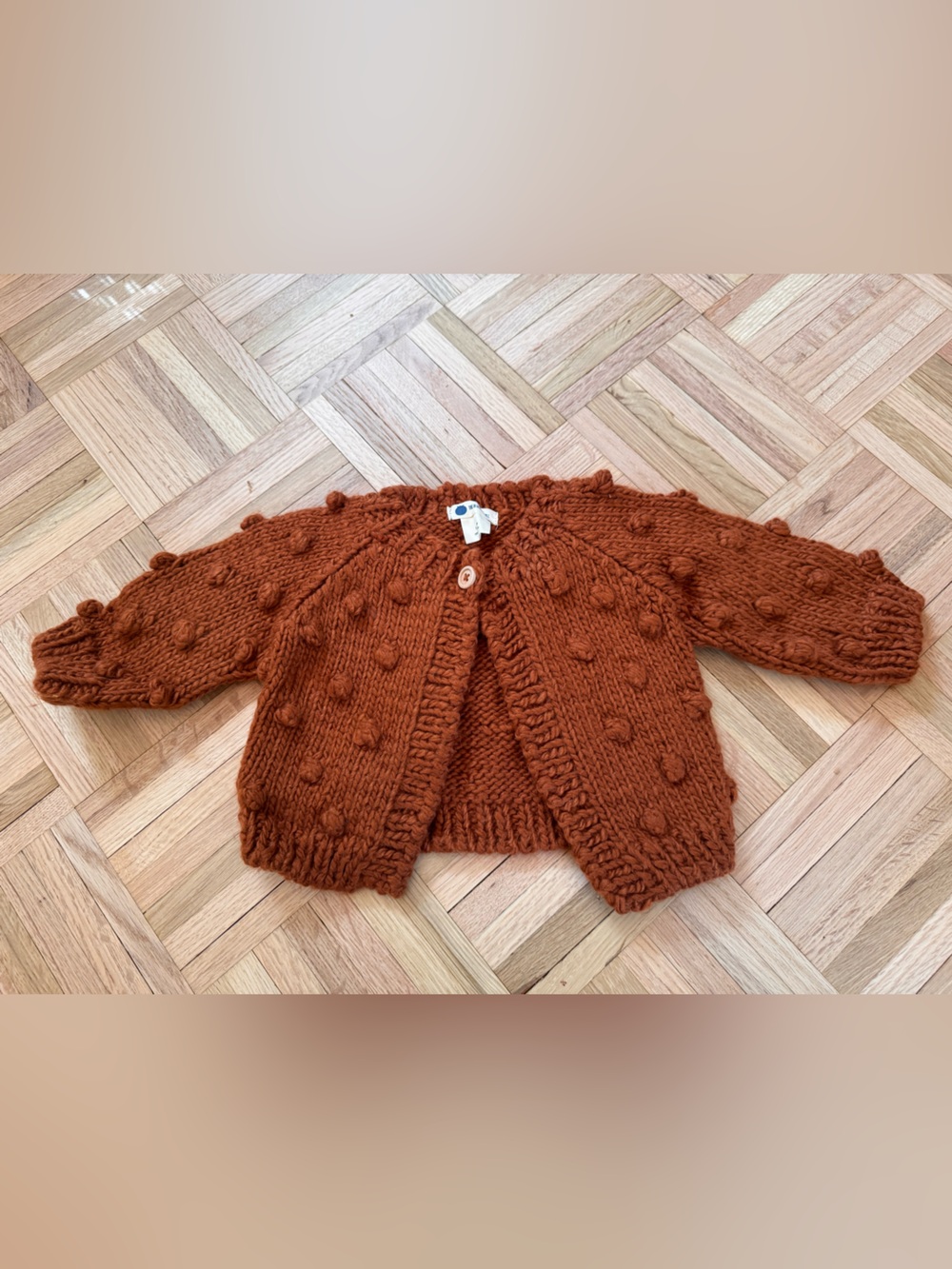 Rust Knit Bobble Sweater Cardigan - Toddler’s Sweaters